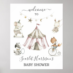 Poster Symbole de bienvenue du Baby shower Animaux de cir