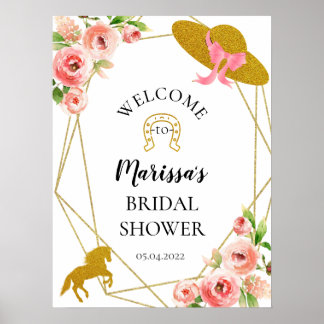 Poster Symbole de bienvenue du Kentucky Derby rose et or