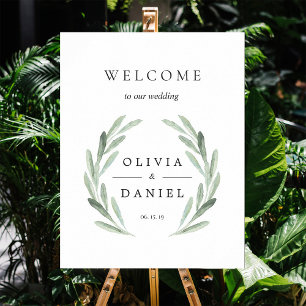 Poster Symbole de bienvenue du Mariage Green Olive Branch