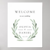 Poster Symbole de bienvenue du Mariage Green Olive Branch (Devant)