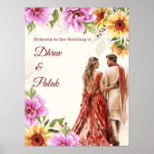 Poster Symbole de bienvenue du mariage indien du couple m (Devant)
