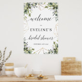 Poster Symbole de bienvenue feuille en or eucalyptus vert (Cuisine)