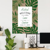Poster Symbole de bienvenue feuille tropical vert, mariag (Bureau à domicile)