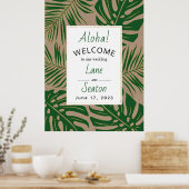 Poster Symbole de bienvenue feuille tropical vert, mariag (Cuisine)