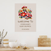 Poster Symbole de bienvenue Teddy mignonne Douche bébé cu (Cuisine)