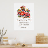 Poster Symbole de bienvenue Teddy mignonne Douche bébé cu (Cuisine)