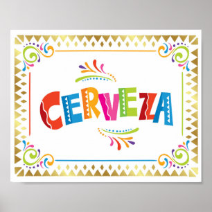 Poster Symbole de bière de la fête de la fête de CERVEZA
