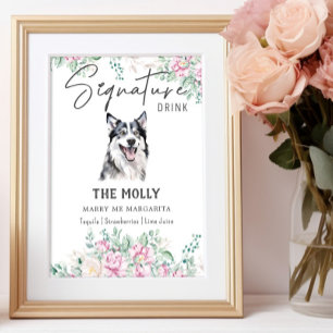 Poster Symbole de boisson de la signature Husky Dog