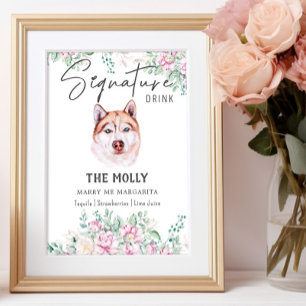 Poster Symbole de boisson de la signature Husky Dog