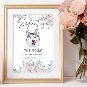 Poster Symbole de boisson de la signature Husky Dog