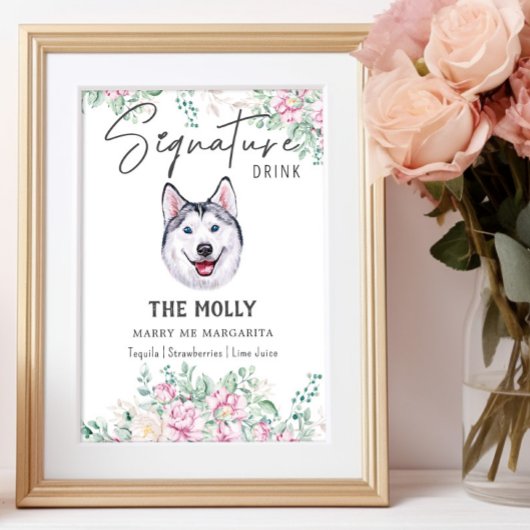 Poster Symbole de boisson de la signature Husky Dog