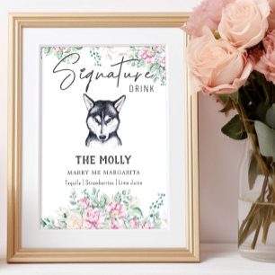 Poster Symbole de boisson de la signature Husky Dog