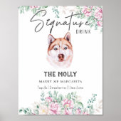 Poster Symbole de boisson de la signature Husky Dog (Devant)