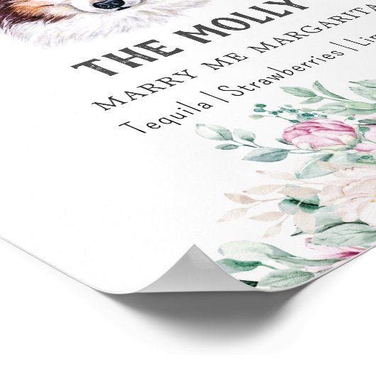 Poster Symbole de boisson Shetland Sheepdog Chien Signatu (Coin)