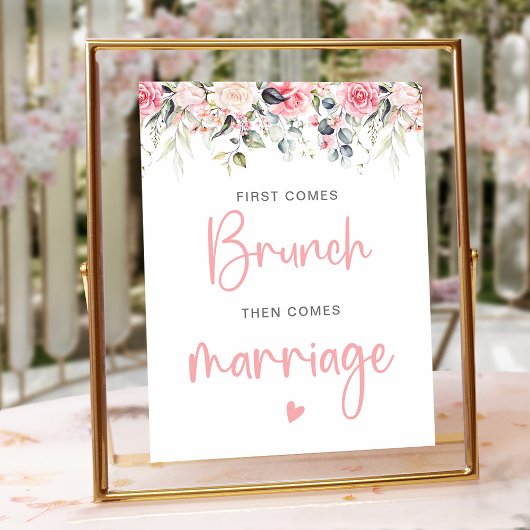 Poster SYMBOLE DE Brunch À L'Aquarelle Florale Rose