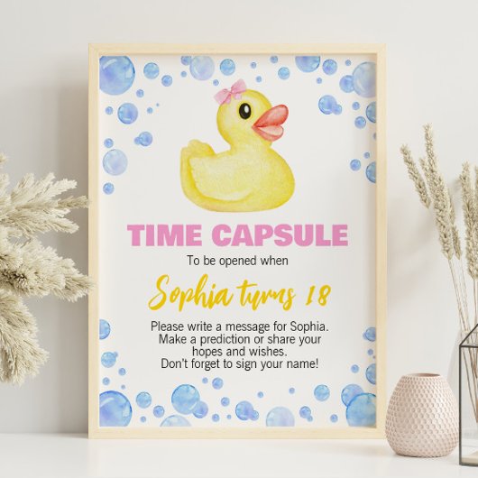 Poster Symbole de canard en caoutchouc Fille Anniversaire