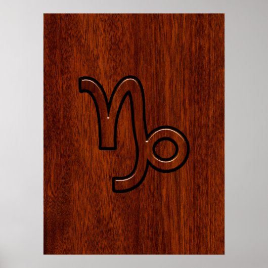Poster Symbole de Capricorn Zodiac dans Mahogany Brown (Devant)