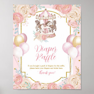Poster Symbole de carrousel magique rose et or