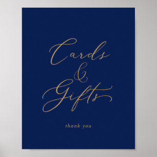 Poster Symbole de cartes et cadeaux Gold et Navy Delicy