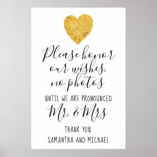 Poster SYMBOLE DE Cérémonie Mariage Gold Heart