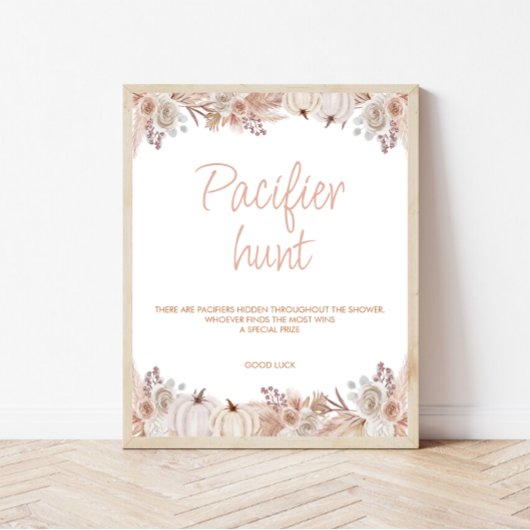 Poster Symbole de chasse du Baby shower Citrouille Boho