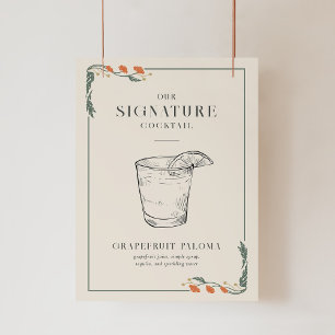 Poster Symbole de cocktail Art nouveau vintage