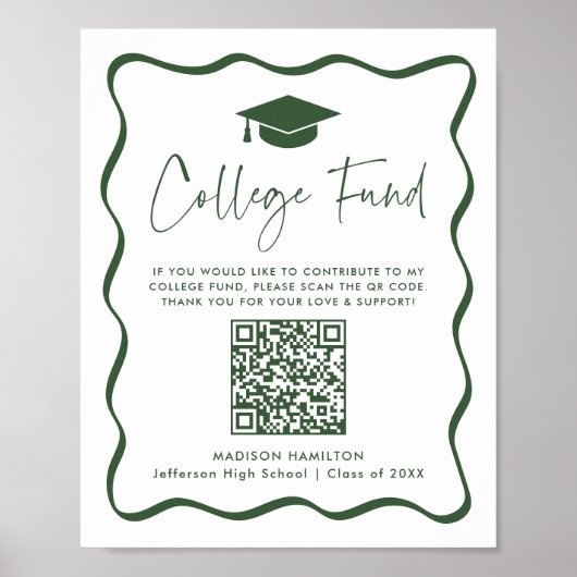 Poster Symbole de code QR du Fonds Green College Modern (Devant)