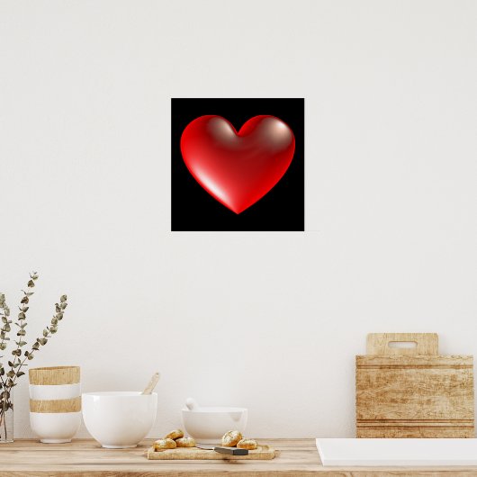Poster Symbole de cœur de style 3D rouge (Cuisine)