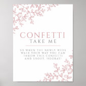 Poster Symbole de confetti mariage en feuille rose vif (Devant)