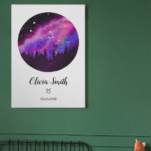 Poster Symbole de Constellation Rose Taurus Horoscope
