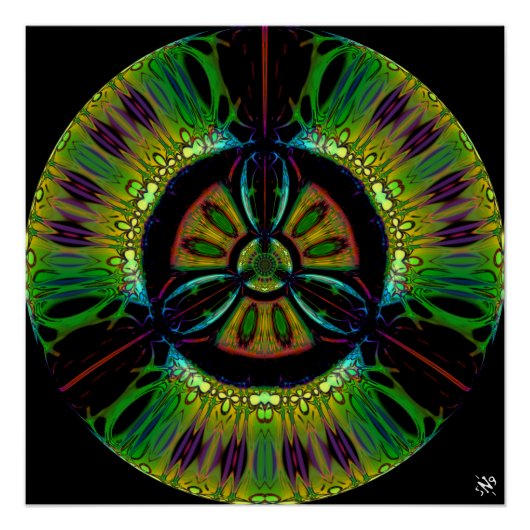 Poster Symbole de danger biologique psychédélique (ou tou (Devant)