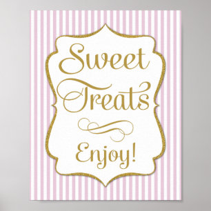 Poster Symbole de dessert Soins doux en or rose