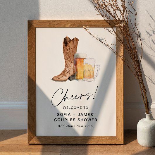 Poster Symbole de douche CRISTAL Boots and Brews Couples