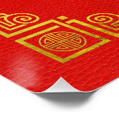 Poster Symbole de Feng Shui en or sur Faux Leather (Coin)