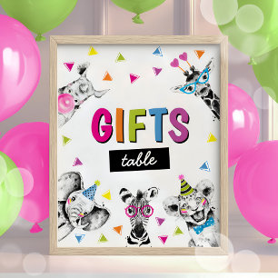 Poster Symbole de fête Animaux Safari Jungle Cadeaux d'an