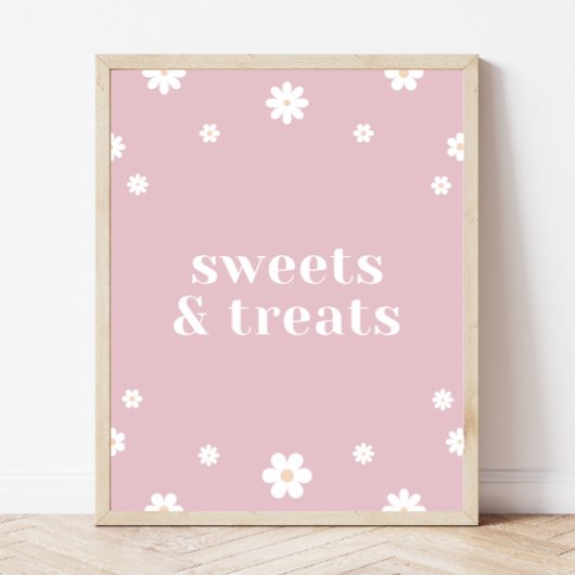 Poster Symbole de fête d'anniversaire Boho Daisy Sweets &