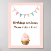 Poster Symbole de fête d'anniversaire de Cupcake rose (Devant)