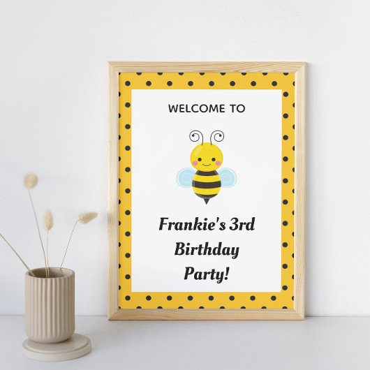 Poster Symbole de fête d'anniversaire de l'abeille