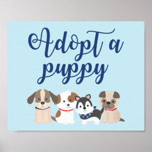 Poster Symbole de fête d'anniversaire du chiot Adoptez un