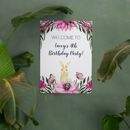 Poster Symbole de fête d'anniversaire du lapin mignon