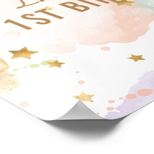 Poster Symbole de fête d'anniversaire Pastel Unicorn (Coin)