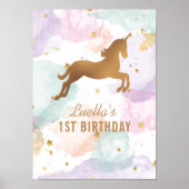 Poster Symbole de fête d'anniversaire Pastel Unicorn (Devant)