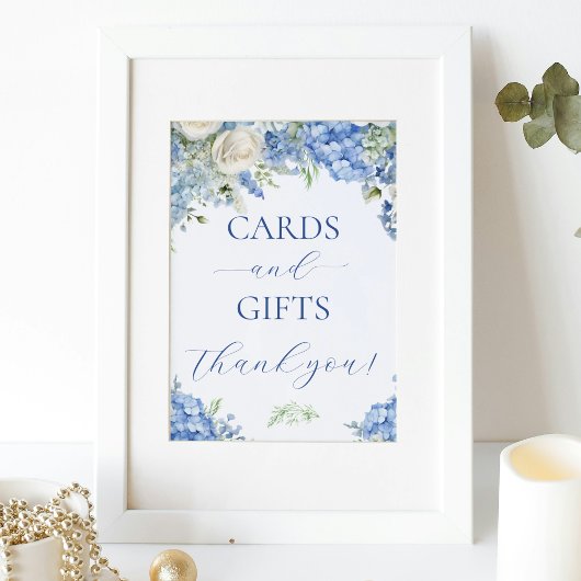 Poster Symbole de fête des cartes et cadeaux Blue Hydrang