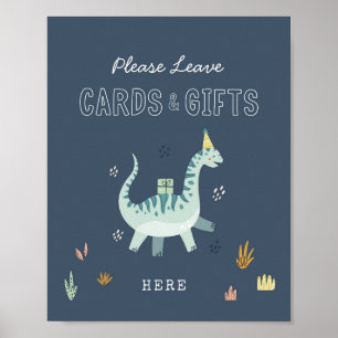 Poster Symbole de fête des cartes et cadeaux Cute Dinosau