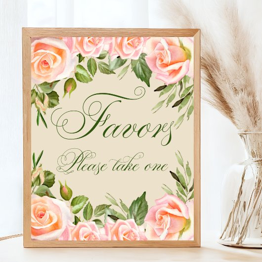 Poster Symbole de Fête des mariées florale chic Favoriser