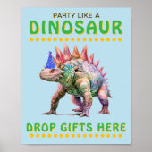 Poster Symbole de fête Dinosaur : Déposez les cadeaux ici (Devant)