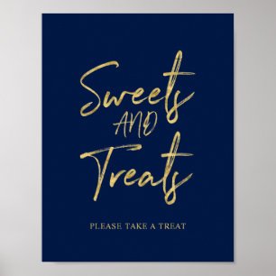 Poster Symbole de fête Gold & Navy Blue Modern Sweets & T