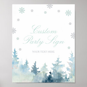 Poster Symbole de fête personnalisée Mint & Silver Winter