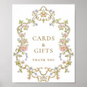 Poster Symbole de Grace Florale Victorienne Ornée Cartes (Devant)
