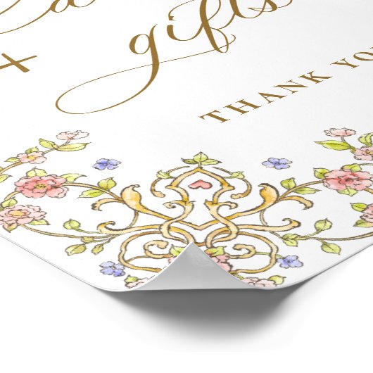 Poster Symbole de Grace Florale Victorienne Ornée Cartes (Coin)